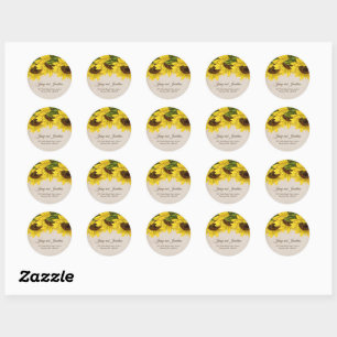 Ländliche realistische helle Sonnenblumen-Sticker- Runder Aufkleber