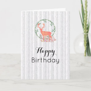Ländliche Rentier-Boho-Wasserfarben-Geburtstag Karte