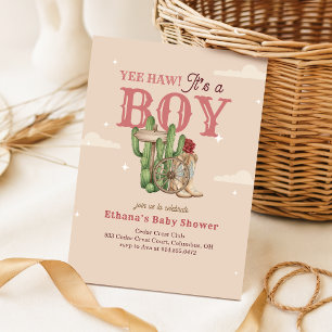 Ländliche Retro Vintage Western Jungen Babyparty Einladung