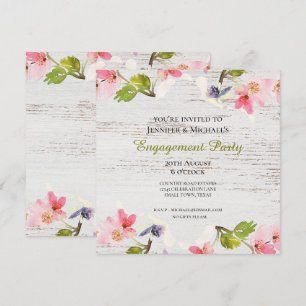 Ländliche rosa Blumen auf weißer Verlobungs-Einlad