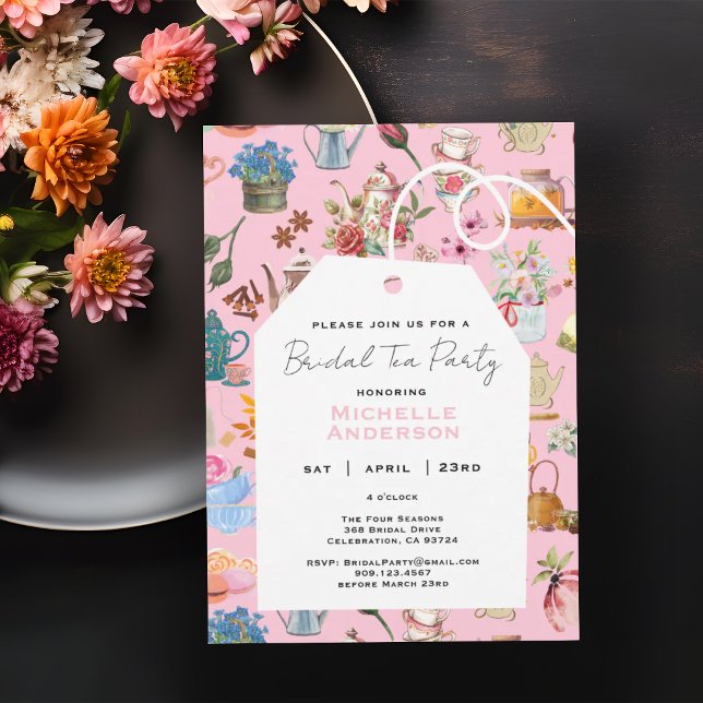 Ländliche rosa Blumen-Garten-Teeparty-Brautabschie Einladung (Von Creator hochgeladen)
