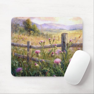 Ländliche rosa Disteln Mousepad