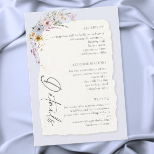 Ländliche Rosarot Romantische Wildblumen-Hochzeit Begleitkarte