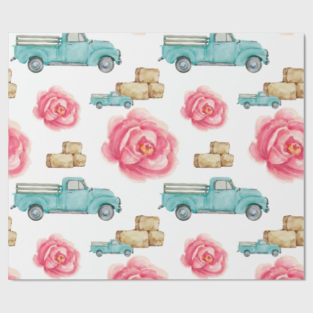Ländliche Rose Geschenkpapier (Flach)
