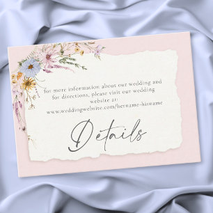 Ländliche Rosé Romantische Wildblumen-Hochzeit Begleitkarte