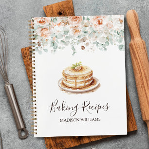 Ländliche Rosenblumen-Blumen-Grün-Bäckerei-Rezept Notizbuch