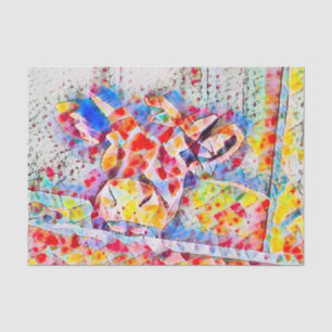 Ländliche rustikale Kuhfarm Rot Blau Mosaik Kunst Seidenpapier