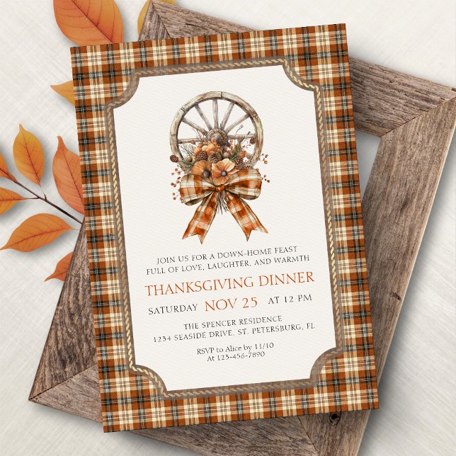 Ländliche rustikale Thanksgiving-Dinner-Einladung Einladung (Von Creator hochgeladen)
