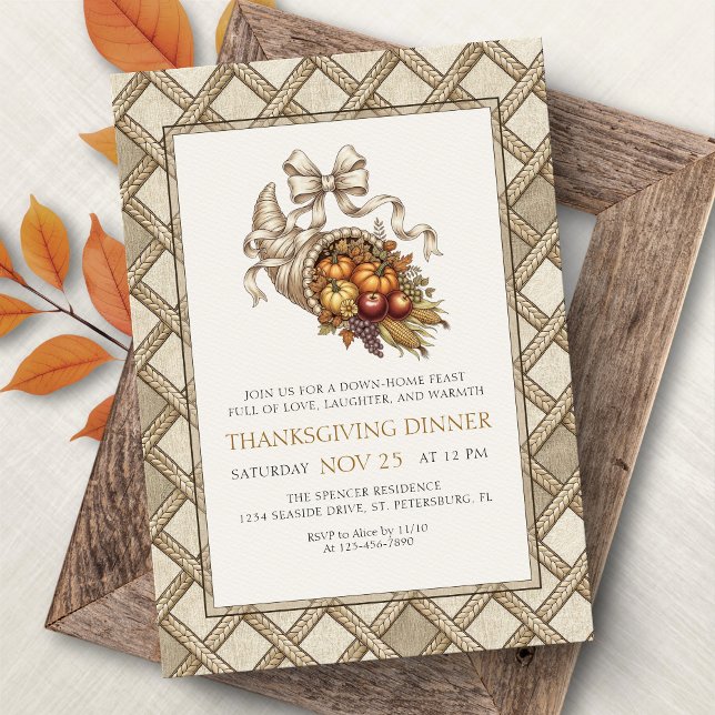 Ländliche rustikale Thanksgiving-Dinner-Einladung Einladung (Von Creator hochgeladen)
