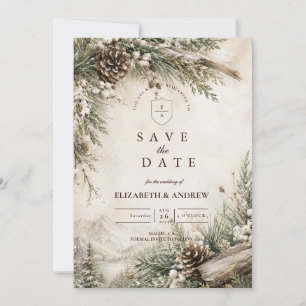 Ländliche Rustikale Winterhochzeit Save The Date