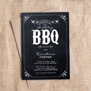 Ländliche Schiefertafel-Geburtstagsfeier-BBQ-Einla Einladung
