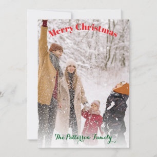 Ländliche Schneefamilien-Weihnachtsfoto-Erinnerung Feiertagskarte