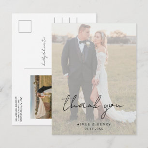 Ländliche Schrift Foto Moderne Hochzeit Danke Postkarte