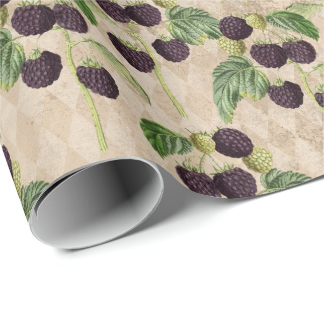 Ländliche schwarze Beeren Geschenkpapier (Rolleneckpunkt)