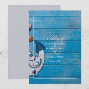 Ländliche Sommer-Strand-Nautische Hochzeit Einladung