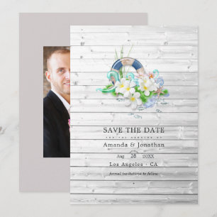 Ländliche Sommer-Strandhochzeits-Foto Save The Date