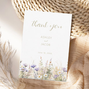 Ländliche Sommerwiese Wildblumen Hochzeit Danke  Einladung