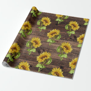 Ländliche Sonnenblume auf Holz Geschenkpapier