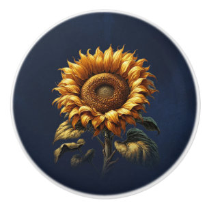 Ländliche Sonnenblume Dunkelblauer Landhausgarten  Keramikknauf