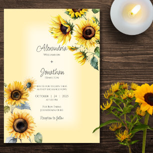 Ländliche Sonnenblumen auf verblasstem, blassem Go Einladung