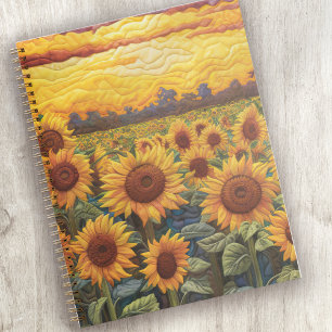 Ländliche Sonnenblumen bei Sonnenaufgang Notizbuch