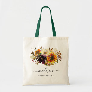 Ländliche Sonnenblumen-Blumen-Wasserfarbe-Namens-B Tragetasche