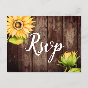 Ländliche Sonnenblumen-Hochzeits-RSVP mit Essensau Einladungspostkarte