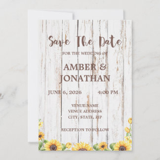 Ländliche Sonnenblumen-Hochzeitseinladungen 