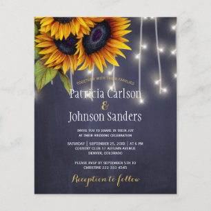 Ländliche Sonnenblumen marine Kreidetafel Hochzeit