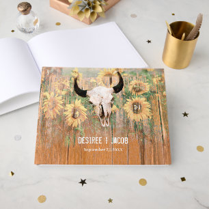Ländliche Sonnenblumen Stier Schädel Western Flora Gästebuch