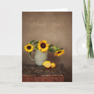 Ländliche Sonnenblumen und Zitronen Dankeskarte