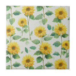 Ländliche Sonnenblumen-Wasserfarben-Blumen-Farmhau Fliese