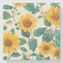 Ländliche Sonnenblumen-Wasserfarben-Blumen-Farmhau Steinuntersetzer