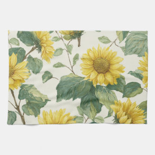 Ländliche Sonnenblumen-Wasserfarben-Blumen-Farmhou Geschirrtuch