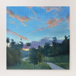 Ländliche Sonnenuntergang Landschaftsmalerei Puzzle