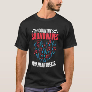 Ländliche Soundwellen & Herzschläge Western Countr T-Shirt