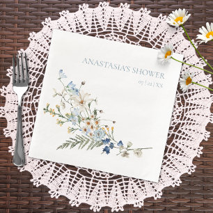 Ländliche staubblaue Wildblumen & Gänseblümchen Du Serviette