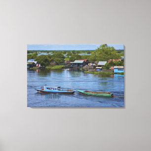 Ländliche Szene, Tonle Sap See, Siem Reap, Angkor, Leinwanddruck