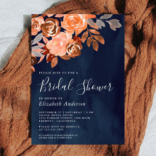 Ländliche Terrakotta-Blumen-Hochzeitsdusche in Mar Einladung