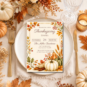 Ländliche Thanksgiving-Dinner-Einladung Einladung