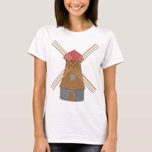 Ländliche traditionelle Holz-Windmühle T-Shirt