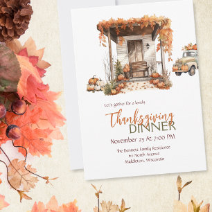 Ländliche Veranda Kürbis Thanksgiving Einladung