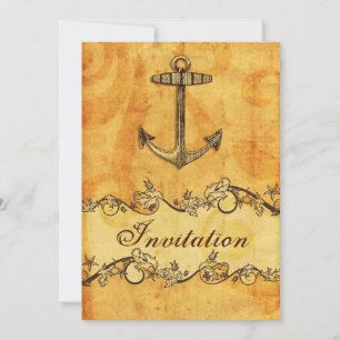 ländliche, vintage , Anker nautische Hochzeitseinl Einladung