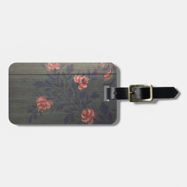 Ländliche Vintage-Blumen Gepäckanhänger (Vorderseite horizontal)