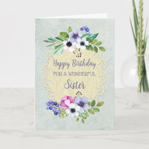 Ländliche Vintage-Blumen-Schwester-Geburtstag Karte