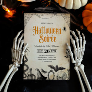 Ländliche Vintage-Einladung zur Halloween-Soirée f Einladung