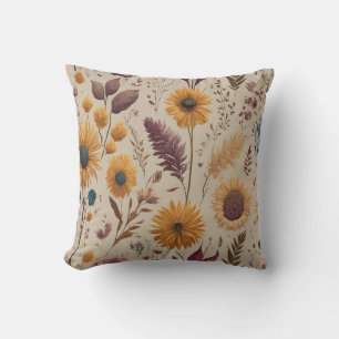 Ländliche Vintage-Herbst-Boho-Sonnenblume Botanisc Kissen