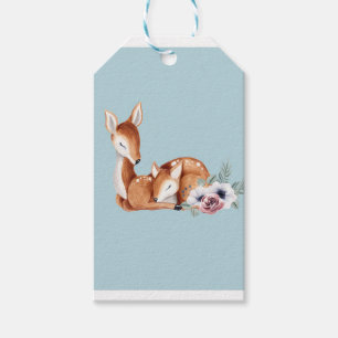 Ländliche Vintage-Hirsch-Wald-Blumen-Baby-Party Geschenkanhänger