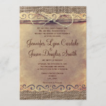 Ländliche Vintage-Hochzeitskarten aus Jute
