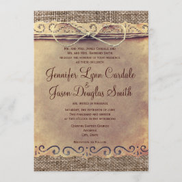 Ländliche Vintage-Hochzeitskarten aus Jute Einladung